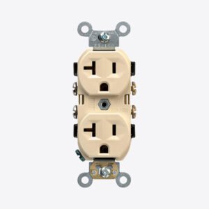 TOMA DOBLE EMPOTRABLE COMERCIAL LEVITON TIPO NORMAL/CHINO 2X20A L/T 125V MARFIL