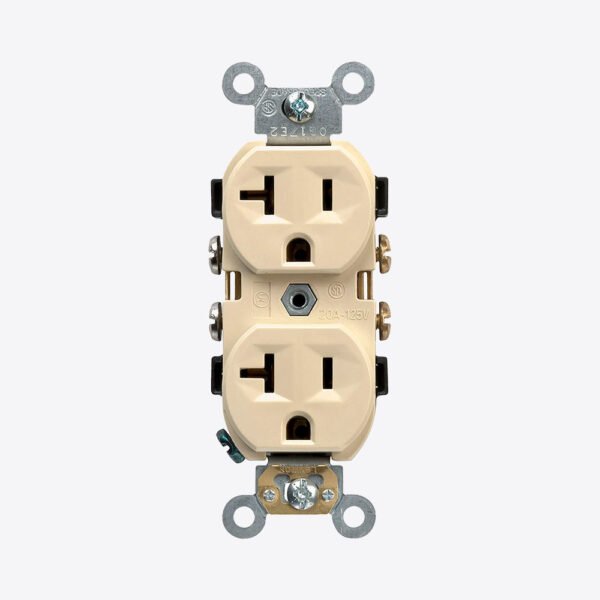 TOMA DOBLE EMPOTRABLE COMERCIAL LEVITON TIPO NORMAL/CHINO 2X20A L/T 125V MARFIL
