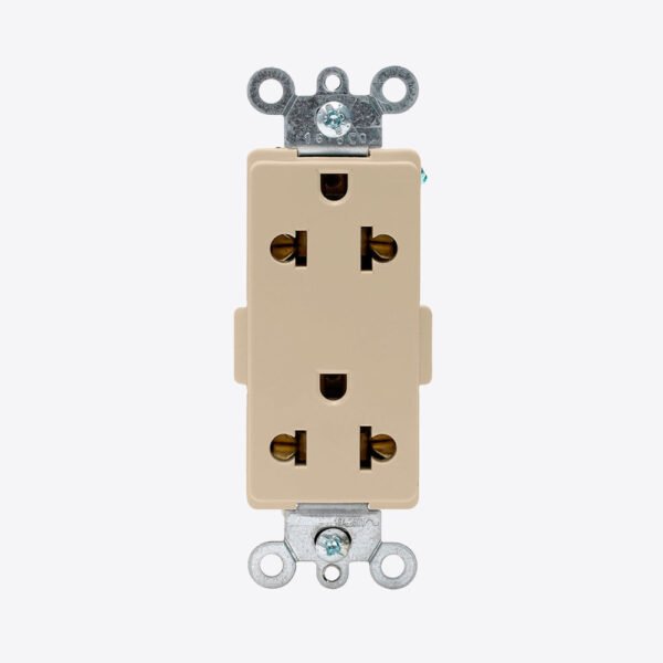 TOMA DOBLE EMPOTRABLE DECORA UNIVERSAL 5835-I LEVITON 2X15A L/T 250V O 16A L/T 250V MARFIL