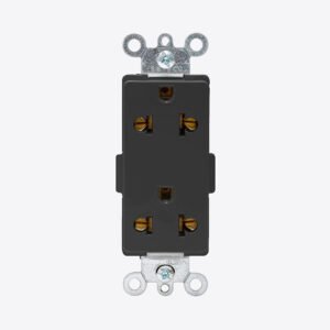 TOMACORRIENTE DOBLE UNIVERSAL + LT. DECORA NEGRO 5835-E LEVITON