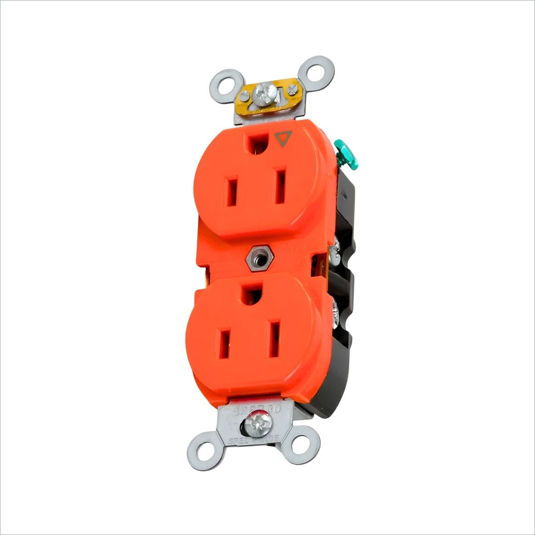 TOMA DOBLE EMPOTRABLE G/INDUSTRIAL TIERRA AISLADA 2X15A L/T 150V ANARANJADO
