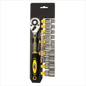 JUEGO RATCHET 1/2" +EXTENSION + 10 DADOS MM