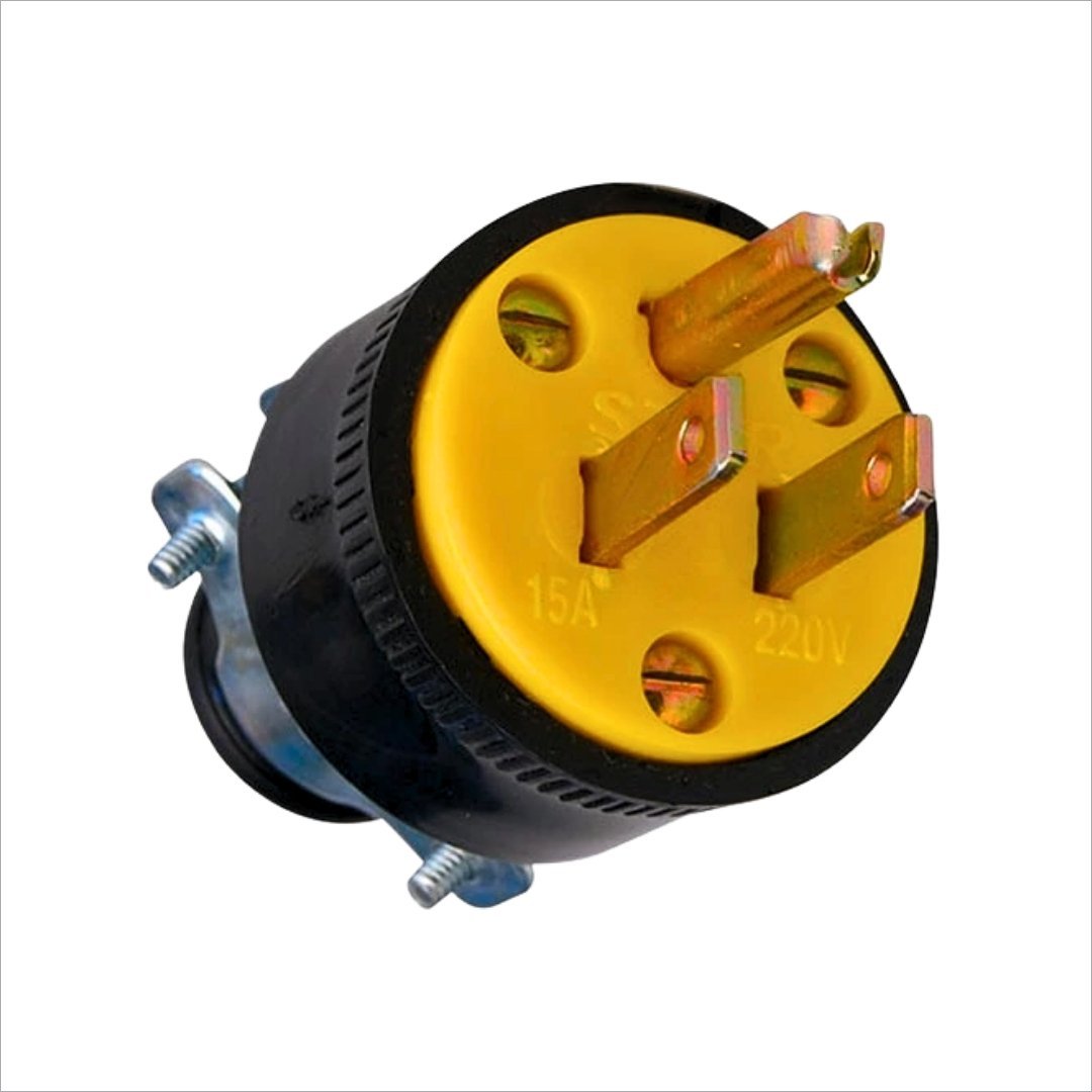 ENCHUFE 15 AMP C/TOMACORRIENTE NEGRO C/PVC
